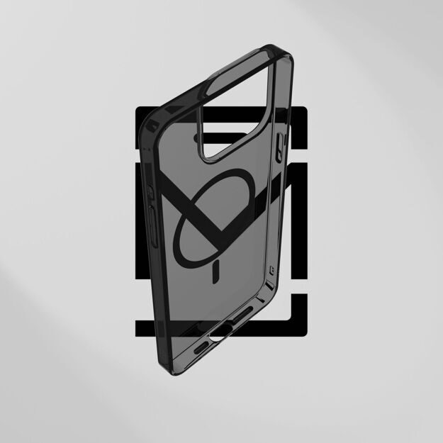 Чехол Премиальный защитный c поддержкой MagSafe для Apple iPhone 15 / Черный прозрачный с защитой камеры / Прочный Пластик / Айфон 15 / Противоударный, Магнитный