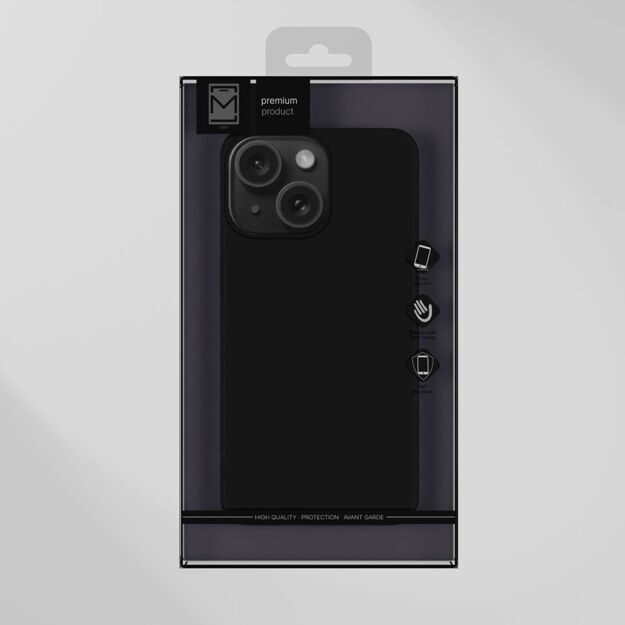 Чехол Премиальный защитный для Apple iPhone 15 Plus / Черный прозрачный с защитой камеры / Прочный Пластик / Айфон 15 Плюс / Противоударный