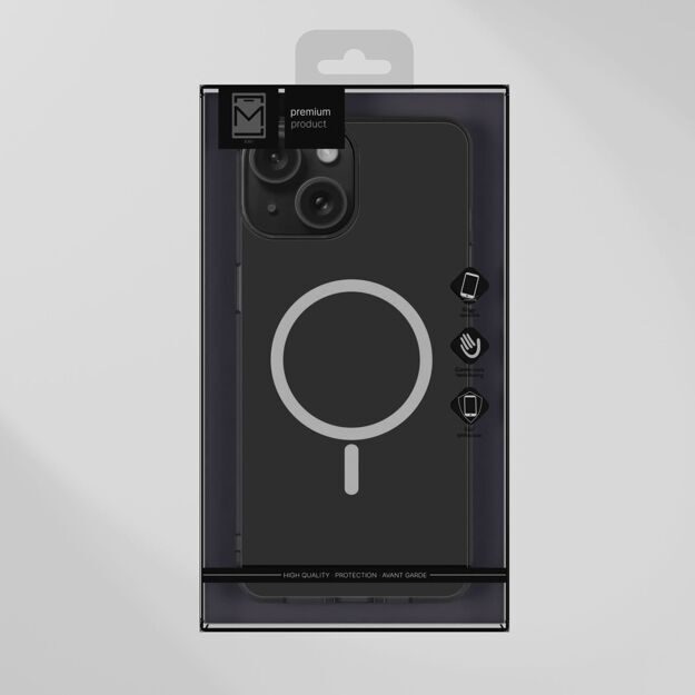 Чехол Премиальный защитный c поддержкой MagSafe для Apple iPhone 15 / Прозрачный с защитой камеры / Прочный Пластик / Айфон 15 / Противоударный, Магнитный