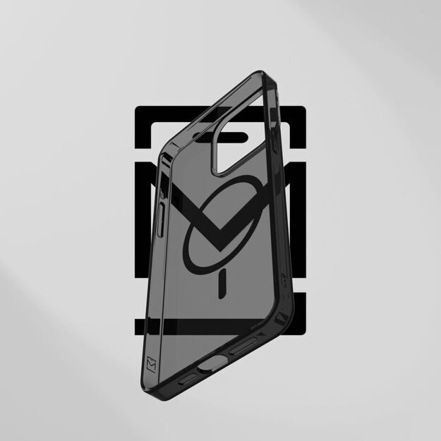 Чехол Премиальный защитный c поддержкой MagSafe для Apple iPhone 15 / Черный прозрачный с защитой камеры / Прочный Пластик / Айфон 15 / Противоударный, Магнитный